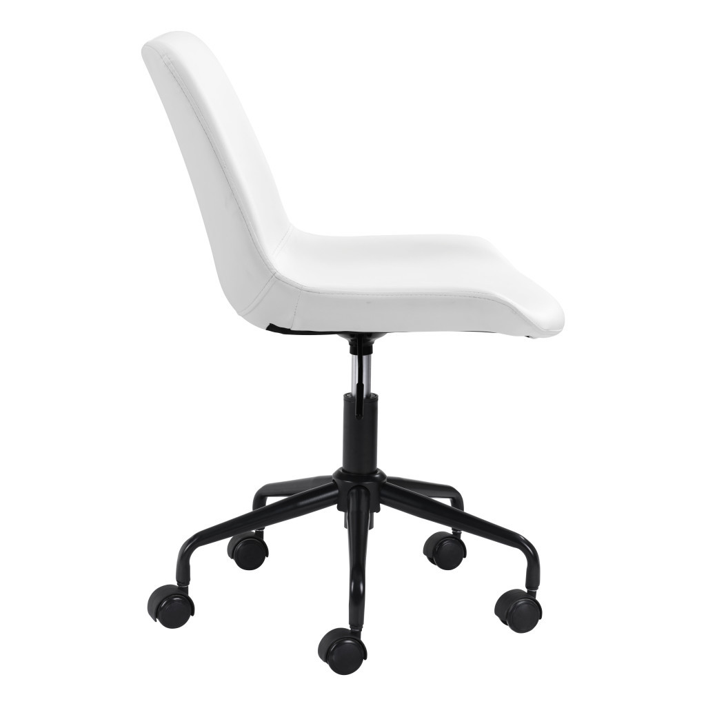 35.2-Inch White and Black Adjustable Faux Leather Office Chair 5 35.2-Inch White and Black Adjustable Faux Leather Office Chair - Image 5