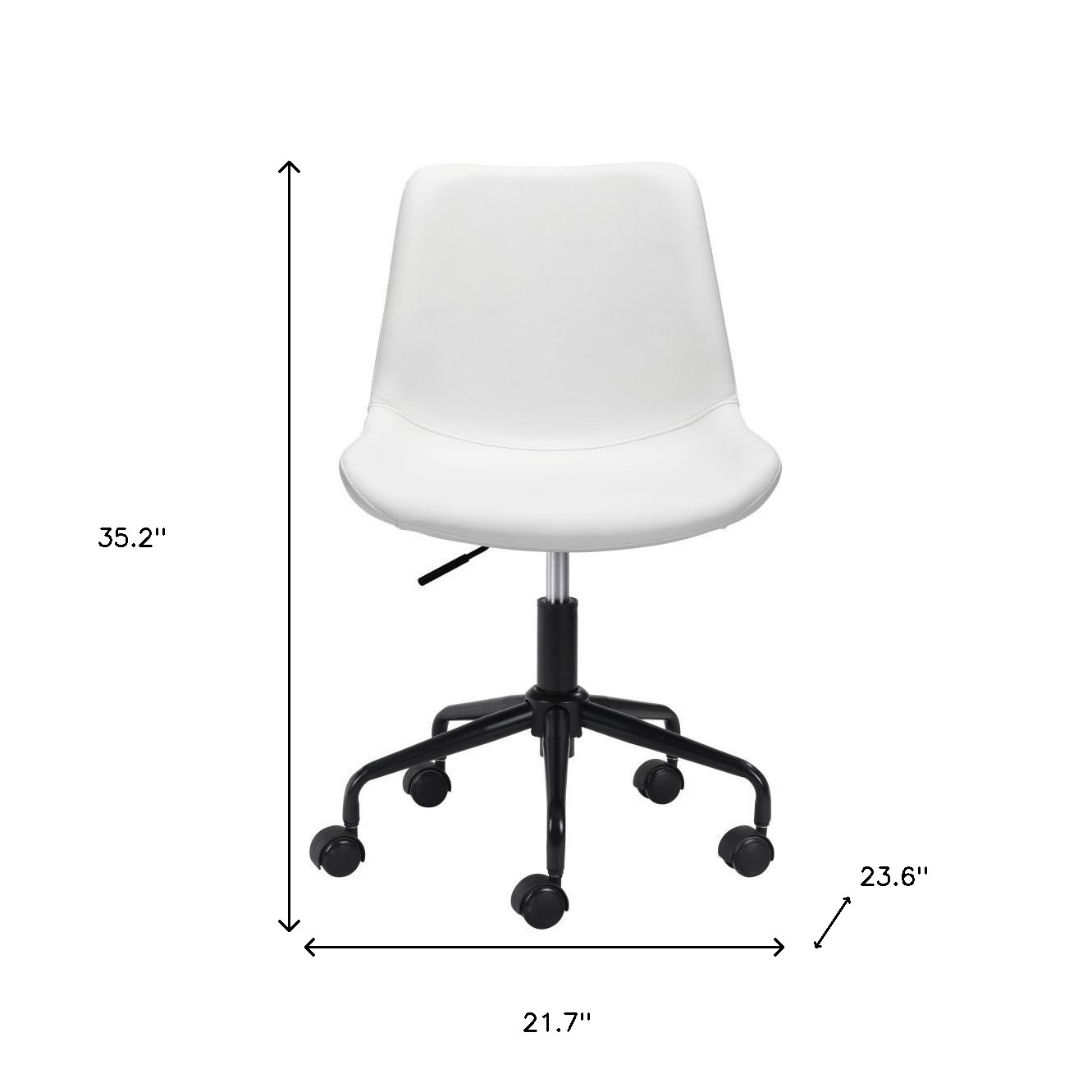 35.2-Inch White and Black Adjustable Faux Leather Office Chair 7 35.2-Inch White and Black Adjustable Faux Leather Office Chair - Image 7