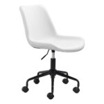 35.2-Inch White and Black Adjustable Faux Leather Office Chair 10 35.2-Inch White and Black Adjustable Faux Leather Office Chair