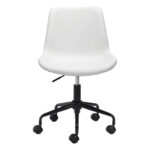 35.2-Inch White and Black Adjustable Faux Leather Office Chair 8 35.2-Inch White and Black Adjustable Faux Leather Office Chair