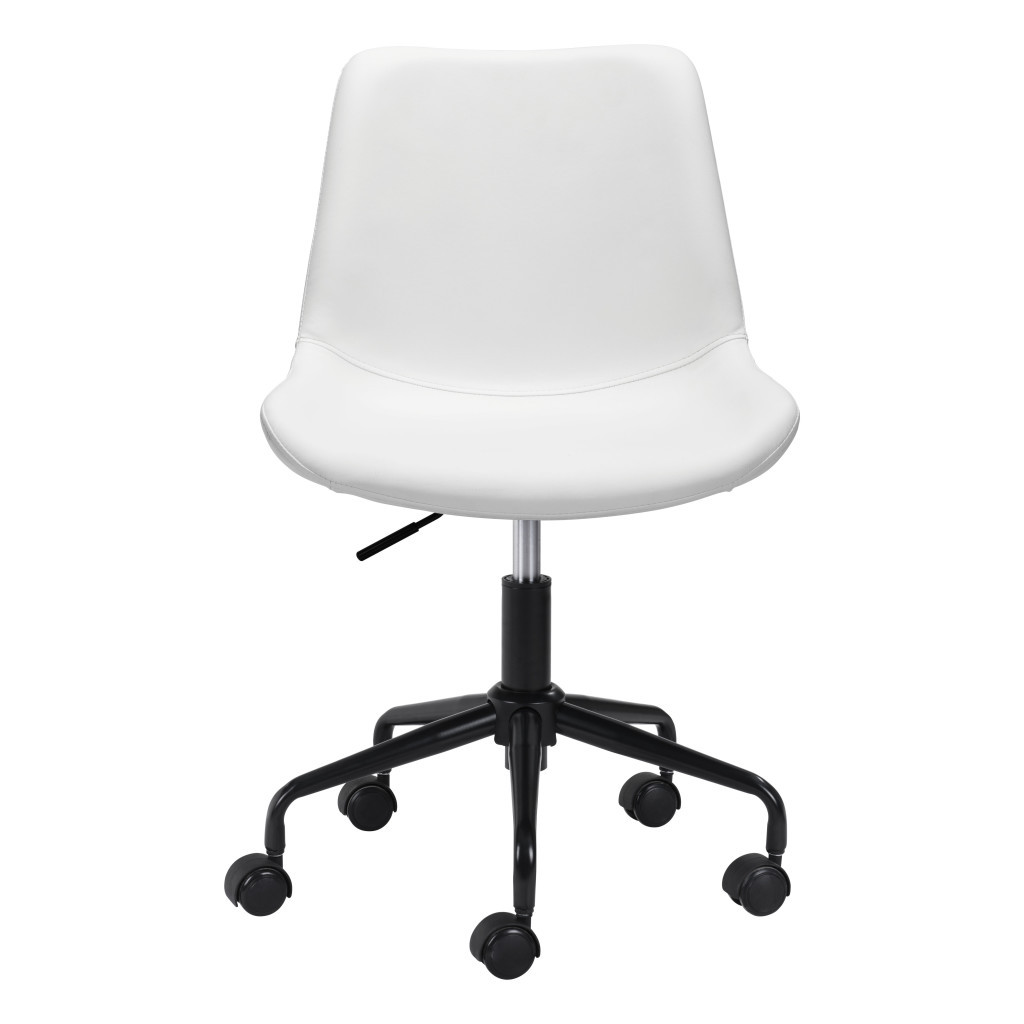 35.2-Inch White and Black Adjustable Faux Leather Office Chair 1 35.2-Inch White and Black Adjustable Faux Leather Office Chair