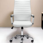 24.2-Inch Wide White and Silver Faux Leather Swivel Chair 11 24.2-Inch Wide White and Silver Faux Leather Swivel Chair