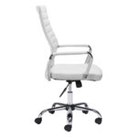 24.2-Inch Wide White and Silver Faux Leather Swivel Chair 14 24.2-Inch Wide White and Silver Faux Leather Swivel Chair
