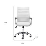 24.2-Inch Wide White and Silver Faux Leather Swivel Chair 16 24.2-Inch Wide White and Silver Faux Leather Swivel Chair