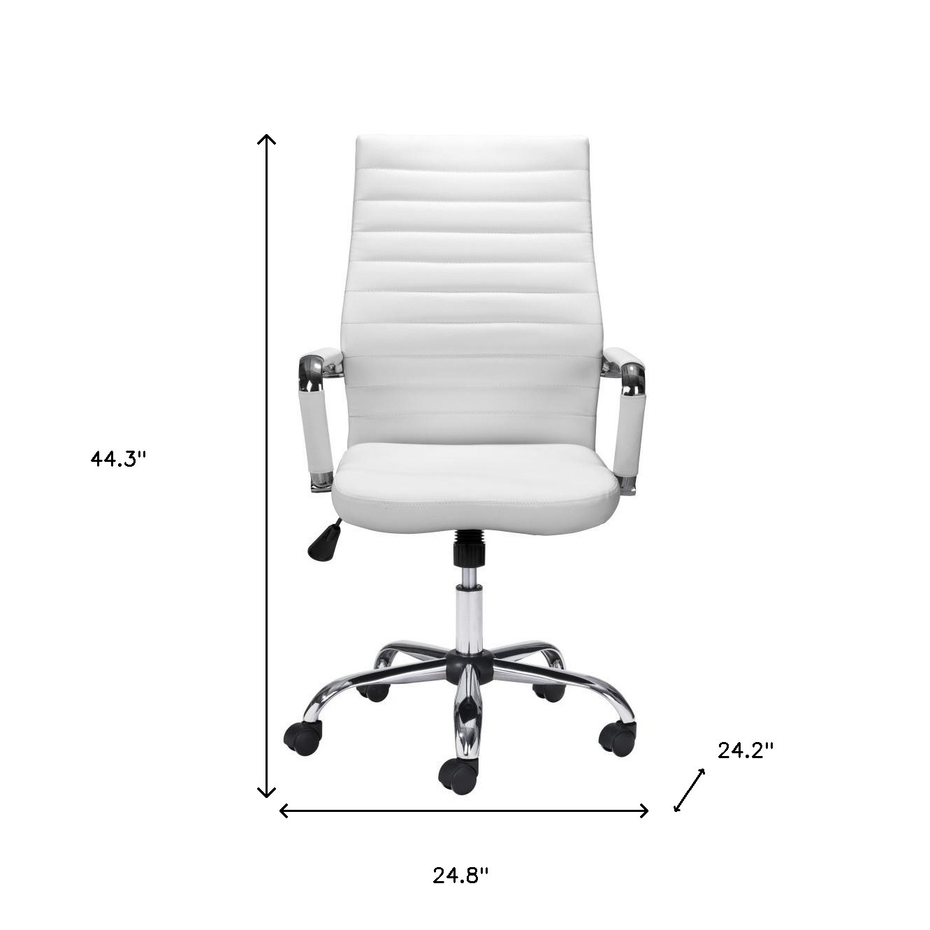 24.2-Inch Wide White and Silver Faux Leather Swivel Chair 7 24.2-Inch Wide White and Silver Faux Leather Swivel Chair - Image 7