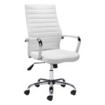 24.2-Inch Wide White and Silver Faux Leather Swivel Chair 12 24.2-Inch Wide White and Silver Faux Leather Swivel Chair