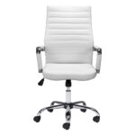 24.2-Inch Wide White and Silver Faux Leather Swivel Chair 10 24.2-Inch Wide White and Silver Faux Leather Swivel Chair
