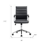 26 Inch Black and Silver Adjustable Faux Leather Office Chair 16 26 Inch Black and Silver Adjustable Faux Leather Office Chair