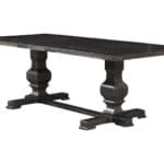 Vintage Black Rubberwood Trestle Dining Table Traditional Style