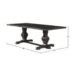 Vintage Black Rubberwood Trestle Dining Table Traditional Style