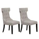 Light Grey Upholstered Side Chairs with Black Legs (Set of 2)