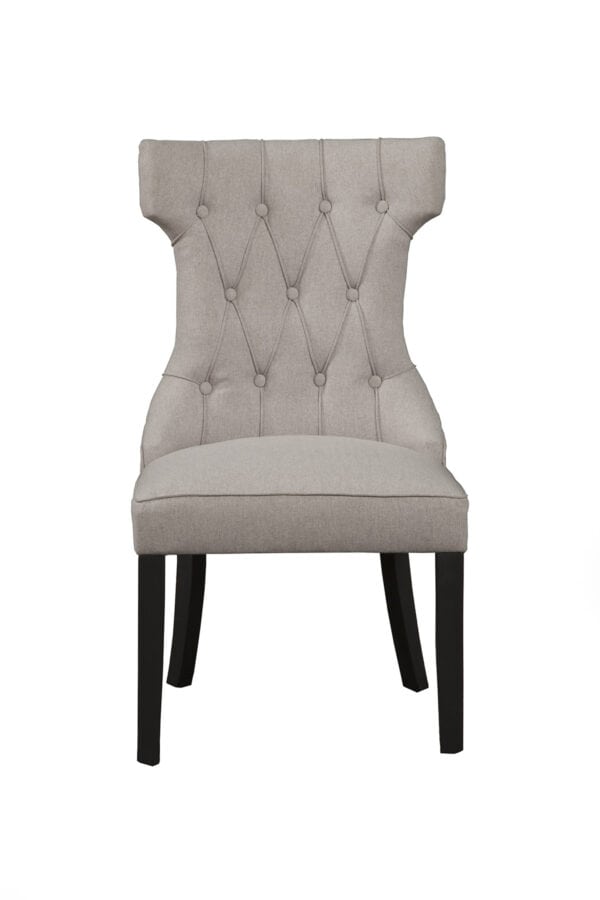 Light Grey Upholstered Side Chairs with Black Legs (Set of 2)