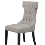 Light Grey Upholstered Side Chairs with Black Legs (Set of 2)