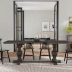 Traditional Charcoal Trestle Dining Table Rubberwood and Mindy Veneer