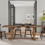Natural Rubberwood and Mindy Veneer Traditional Trestle Dining Table