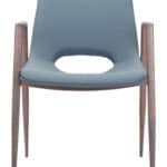Mid Century Modern Dining Chair Faux Leather Walnut Legs (Set of 2)