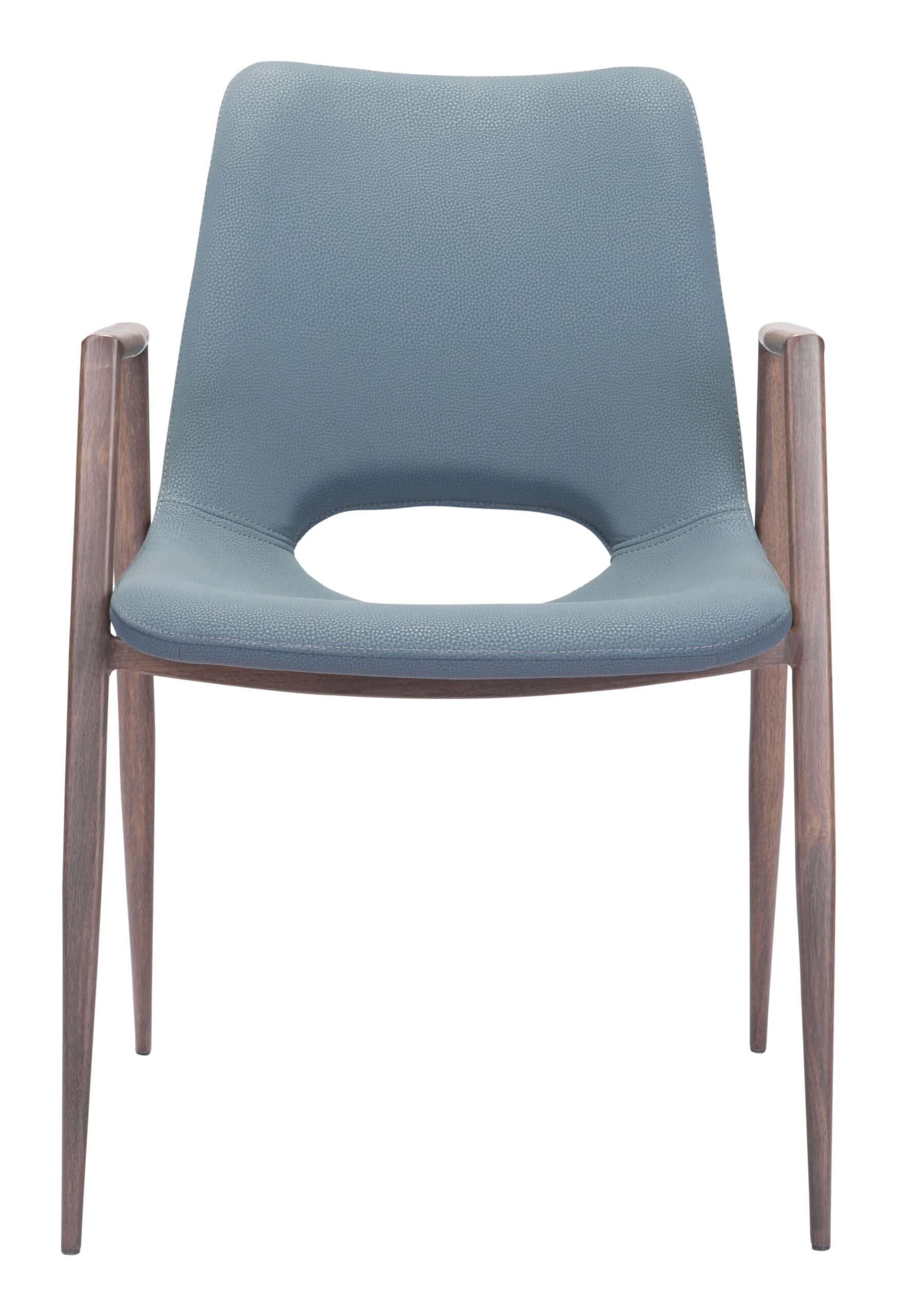 Mid Century Modern Dining Chair Faux Leather Walnut Legs (Set of 2)