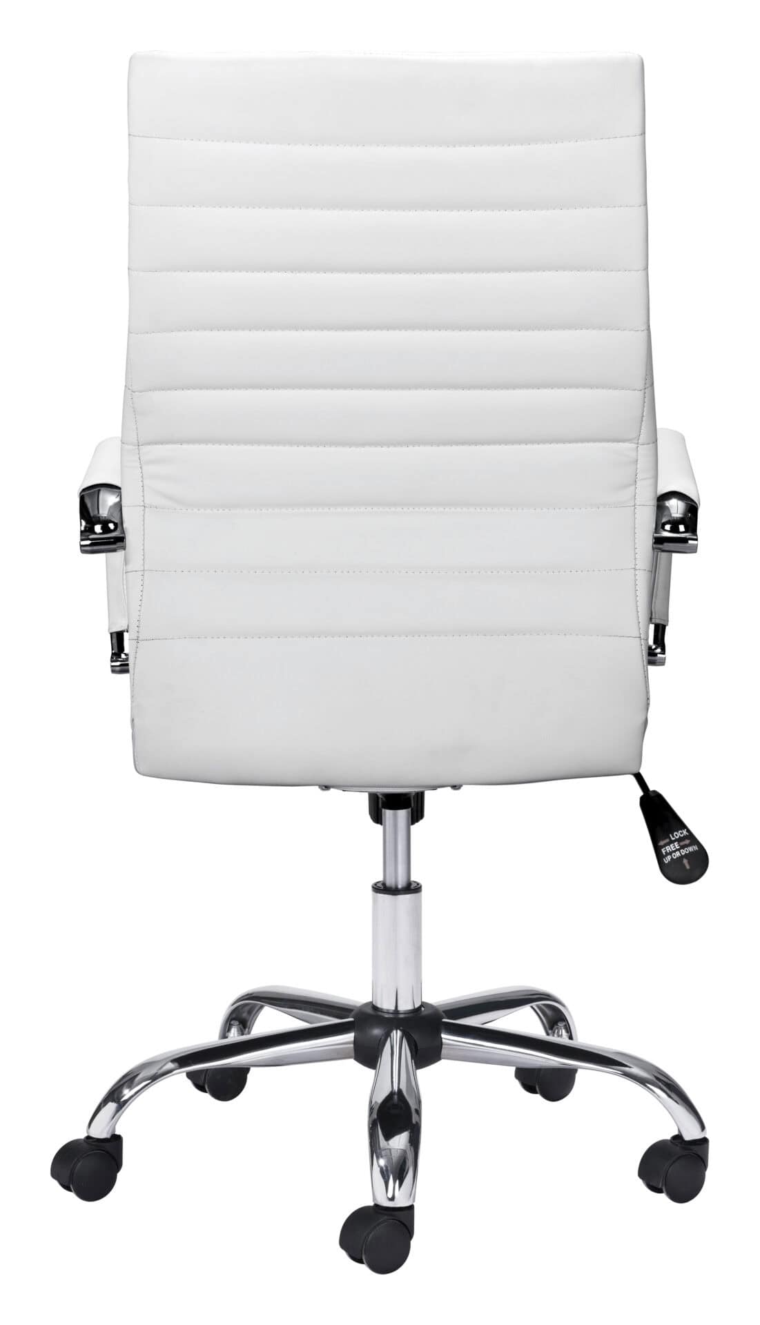 White Faux Leather Office Chair with Adjustable Height and Swivel Base 5 White Faux Leather Office Chair with Adjustable Height and Swivel Base - Image 5