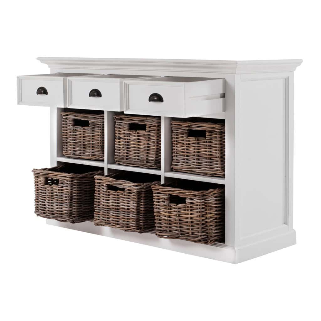 Modern Farmhouse Buffet Server With Storage Baskets (Set of 1) 3 Modern Farmhouse Buffet Server With Storage Baskets (Set of 1) - Image 3