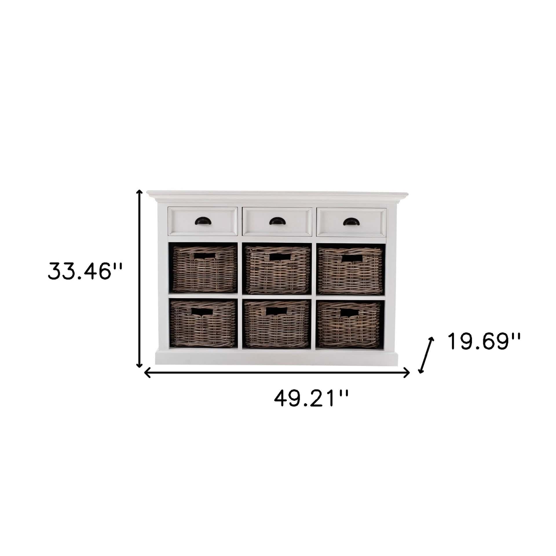 Modern Farmhouse Buffet Server With Storage Baskets (Set of 1) 18 Modern Farmhouse Buffet Server With Storage Baskets (Set of 1)