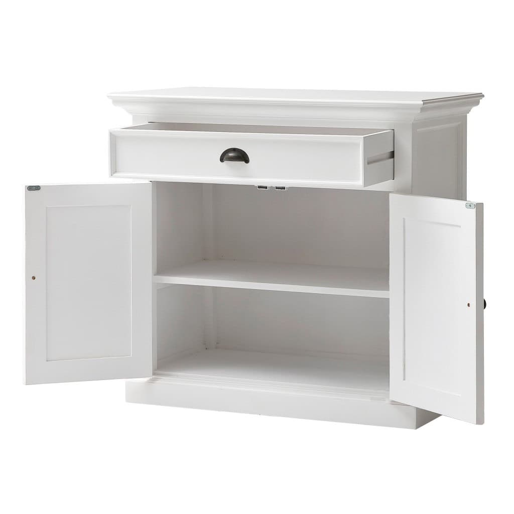 White Modern Farmhouse Accent Cabinet with Two Doors and Drawer 3 White Modern Farmhouse Accent Cabinet with Two Doors and Drawer - Image 3
