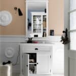 White Modern Farmhouse Accent Cabinet with Two Doors and Drawer 18 White Modern Farmhouse Accent Cabinet with Two Doors and Drawer