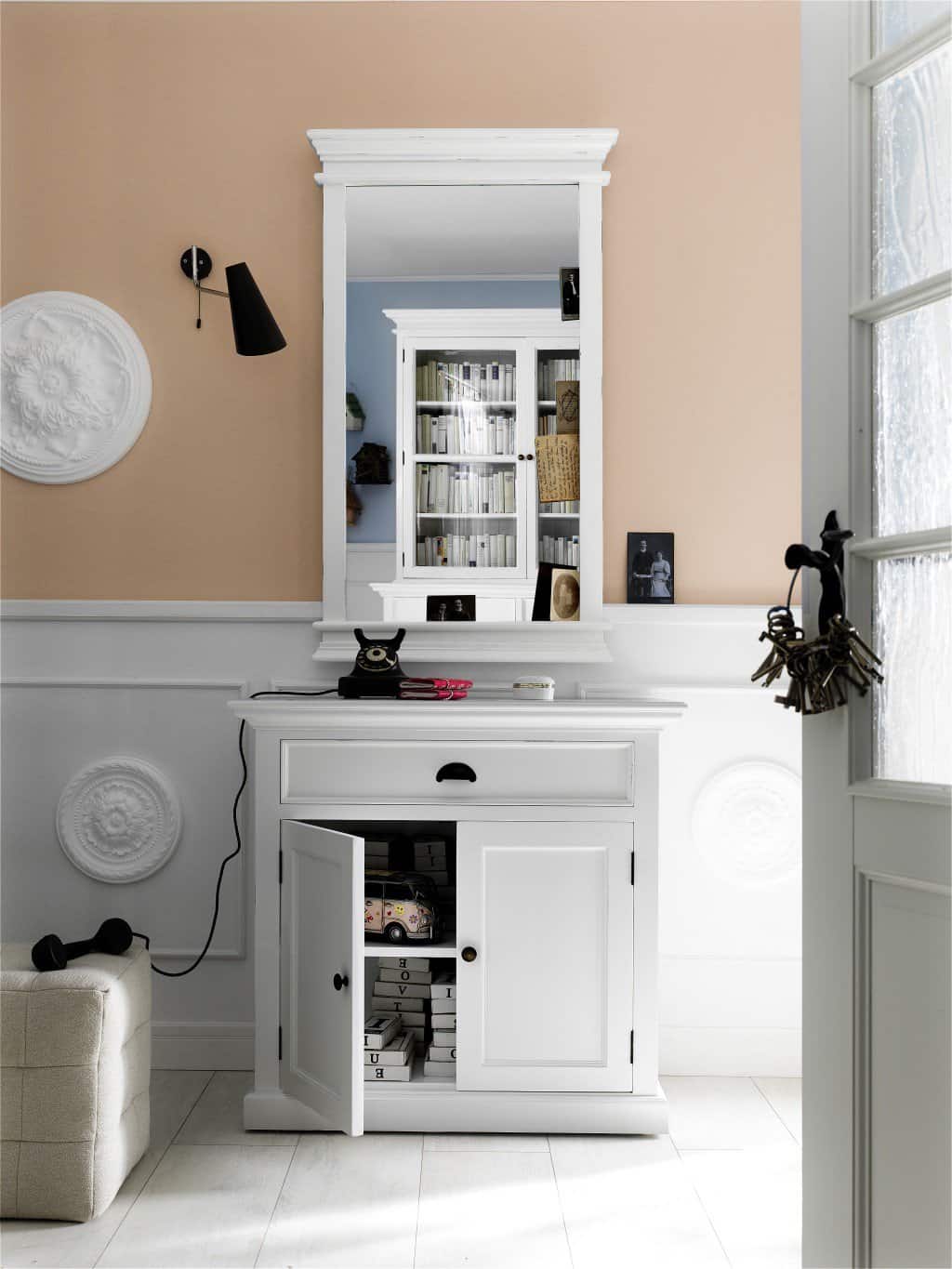 White Modern Farmhouse Accent Cabinet with Two Doors and Drawer 9 White Modern Farmhouse Accent Cabinet with Two Doors and Drawer - Image 9