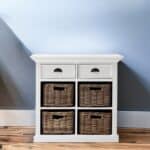 Coastal White Sideboard with Drawers and Rattan Baskets (Set of 1) 12 Coastal White Sideboard with Drawers and Rattan Baskets (Set of 1)