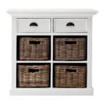 Coastal White Sideboard with Drawers and Rattan Baskets (Set of 1) 11 Coastal White Sideboard with Drawers and Rattan Baskets (Set of 1)