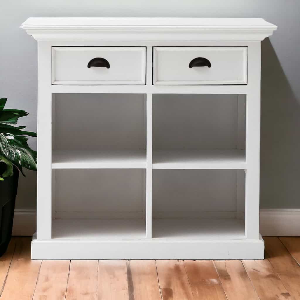 Coastal White Sideboard with Drawers and Rattan Baskets (Set of 1) 4 Coastal White Sideboard with Drawers and Rattan Baskets (Set of 1) - Image 4