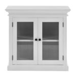 White Wood Glass Door Accent Cabinet with Shelf Storage