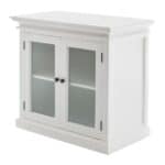 White Wood Glass Door Accent Cabinet with Shelf Storage