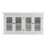 Modern White Glass Door Buffet Server with Storage Shelves
