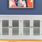 Modern White Glass Door Buffet Server with Storage Shelves