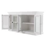 Modern White Glass Door Buffet Server with Storage Shelves