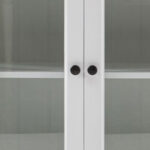 Modern White Glass Door Buffet Server with Storage Shelves