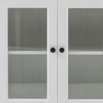Modern White Glass Door Buffet Server with Storage Shelves