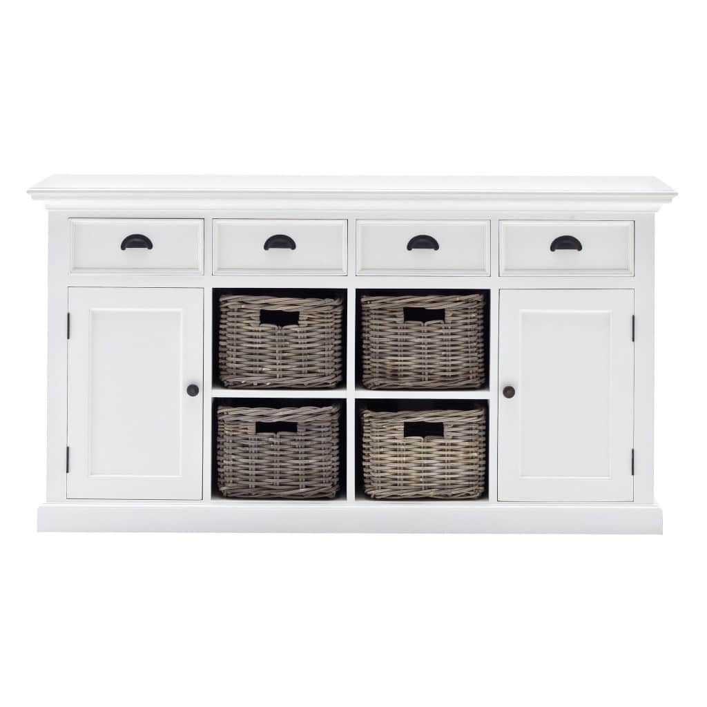 White Solid Wood Sideboard with Four Drawers and Two Doors 2 White Solid Wood Sideboard with Four Drawers and Two Doors - Image 2