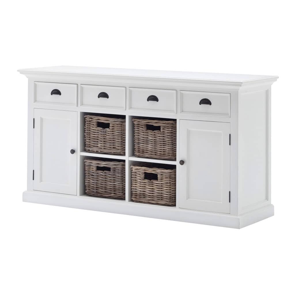 White Solid Wood Sideboard with Four Drawers and Two Doors 3 White Solid Wood Sideboard with Four Drawers and Two Doors - Image 3