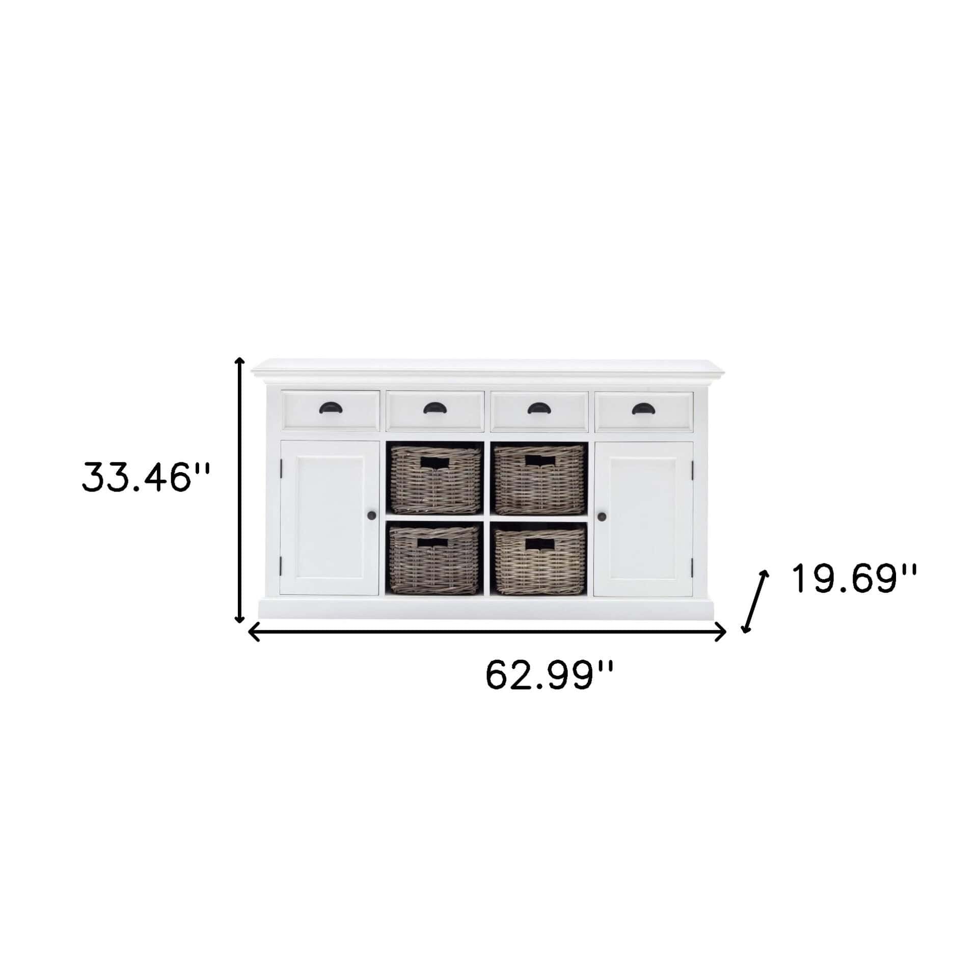 White Solid Wood Sideboard with Four Drawers and Two Doors 7 White Solid Wood Sideboard with Four Drawers and Two Doors - Image 7