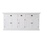 White Solid Wood Sideboard with Three Drawers and Five Doors