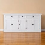 White Solid Wood Sideboard with Three Drawers and Five Doors