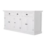 White Solid Wood Sideboard with Three Drawers and Five Doors