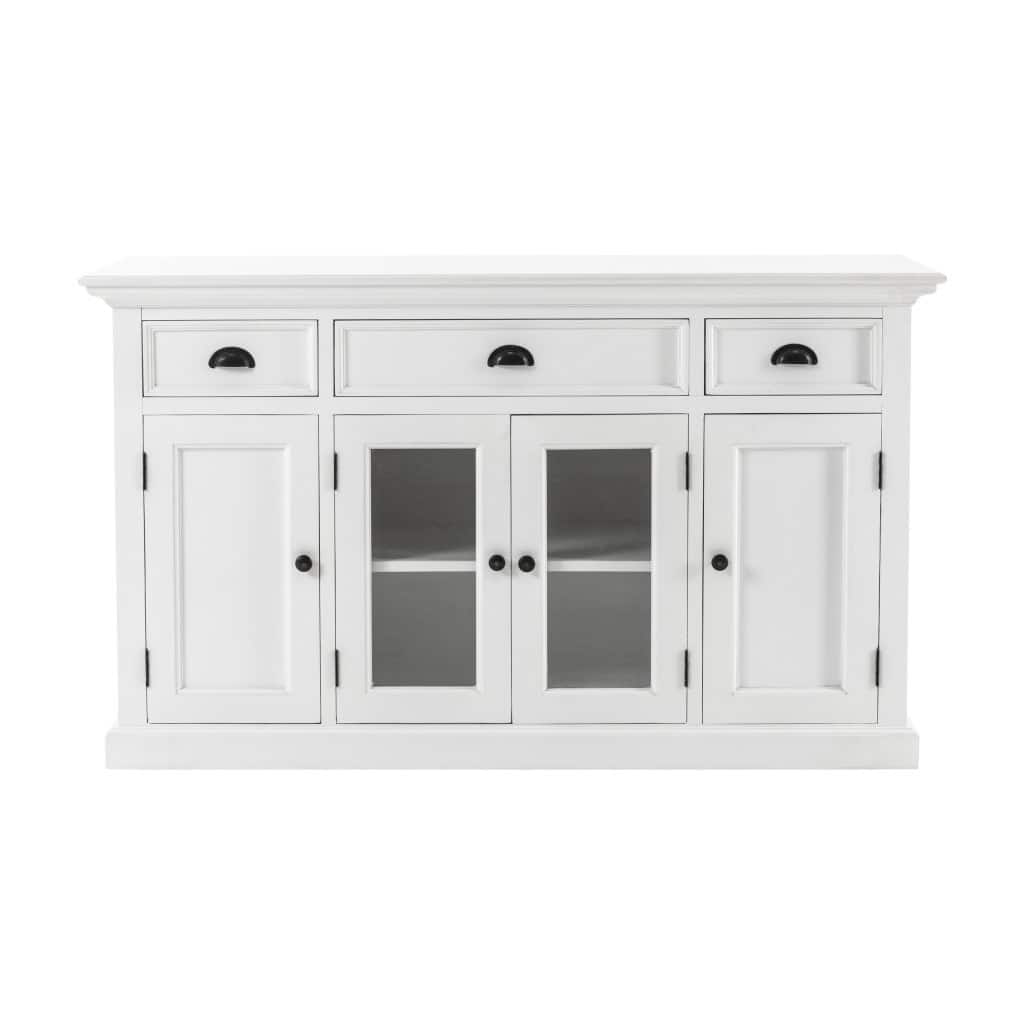 White Glass Door Accent Cabinet With Drawers and Shelving 1 White Glass Door Accent Cabinet With Drawers and Shelving