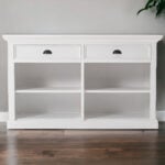 White Wood Buffet Table with Drawers and Open Storage 10 White Wood Buffet Table with Drawers and Open Storage