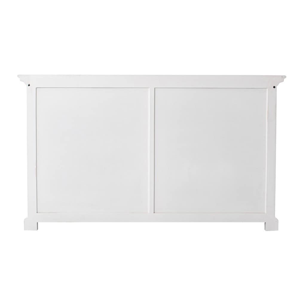 White Wood Buffet Table with Drawers and Open Storage 6 White Wood Buffet Table with Drawers and Open Storage - Image 6