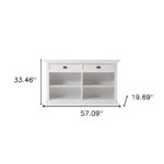 White Wood Buffet Table with Drawers and Open Storage 18 White Wood Buffet Table with Drawers and Open Storage