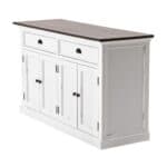 Farmhouse Brown and White Buffet Server With Storage Shelves
