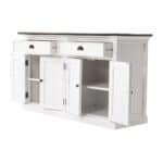 Farmhouse Brown and White Buffet Server With Storage Shelves