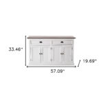 Farmhouse Brown and White Buffet Server With Storage Shelves
